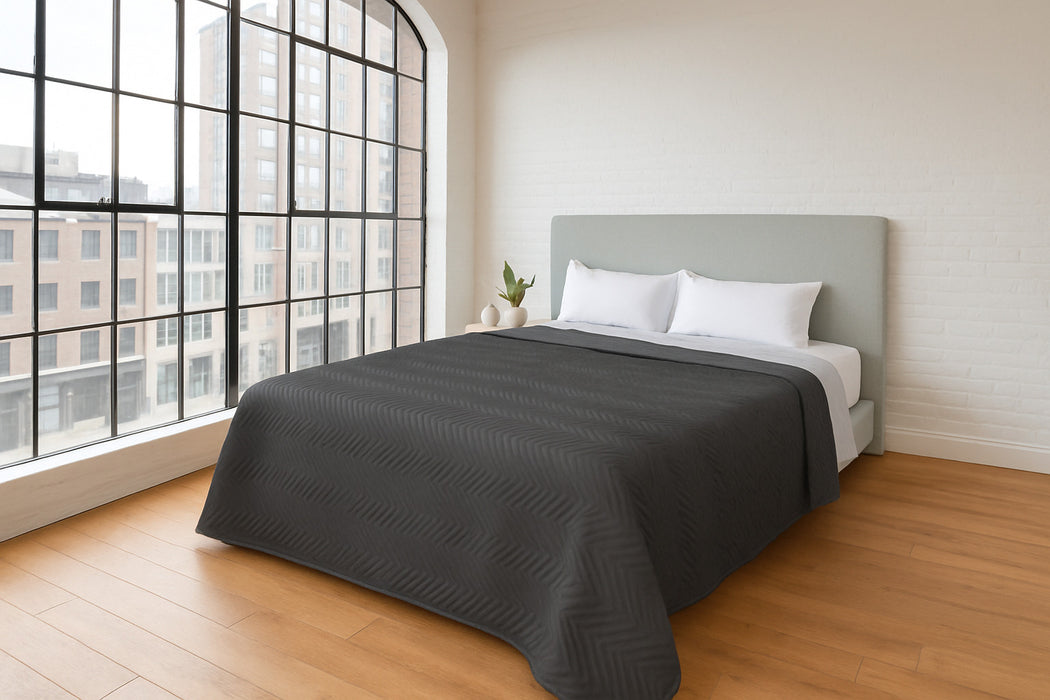 Tagesdecke Doppelbett – Anthrazit | 200 x 220 cm | Wendefunktion