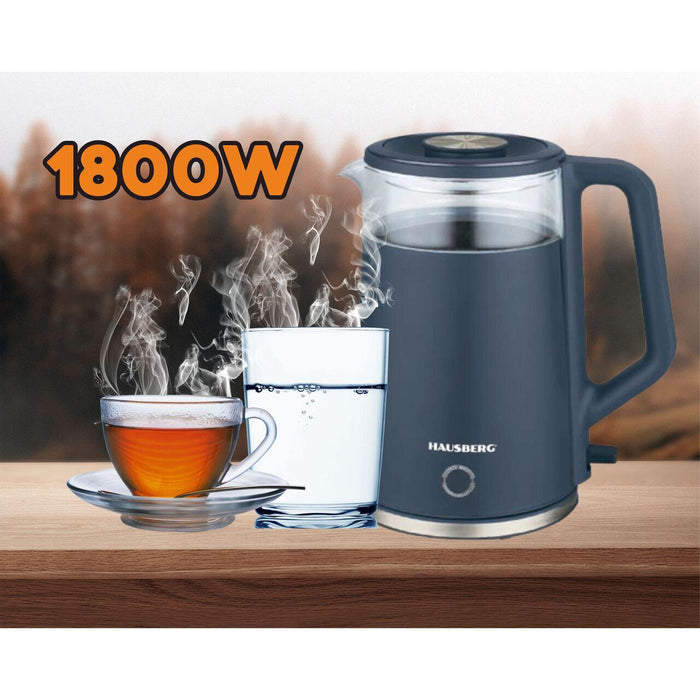 2 Liter Wasserkocher Teemaschine Glas Kabellos 1800 W - Mex Trade UG