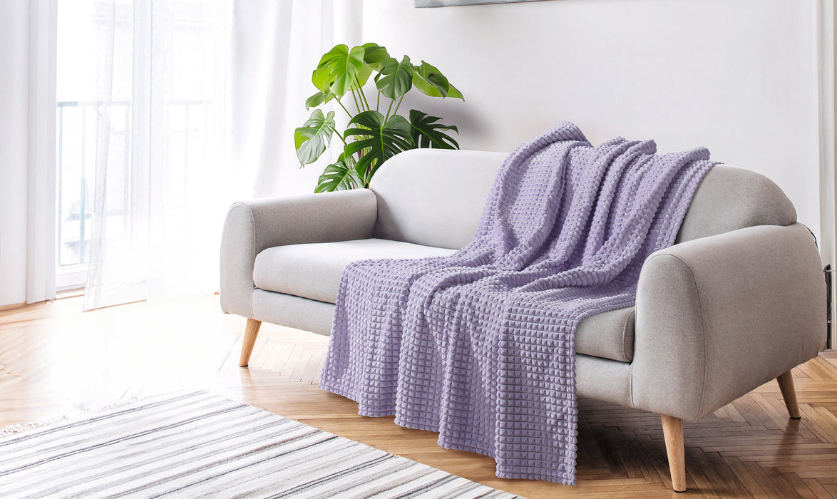 Waffel Kuscheldecke 150x200 cm – Lila oder Anthrazit, weich & pflegeleicht - Mex Trade UG