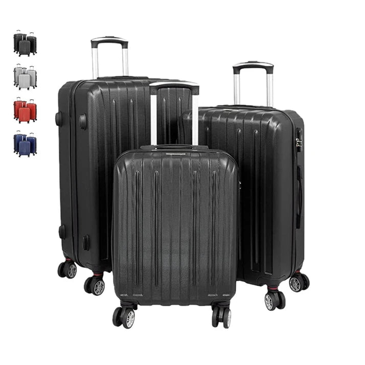3-teiliges Hartschalen-Kofferset mit 4 Rollen für Reisen