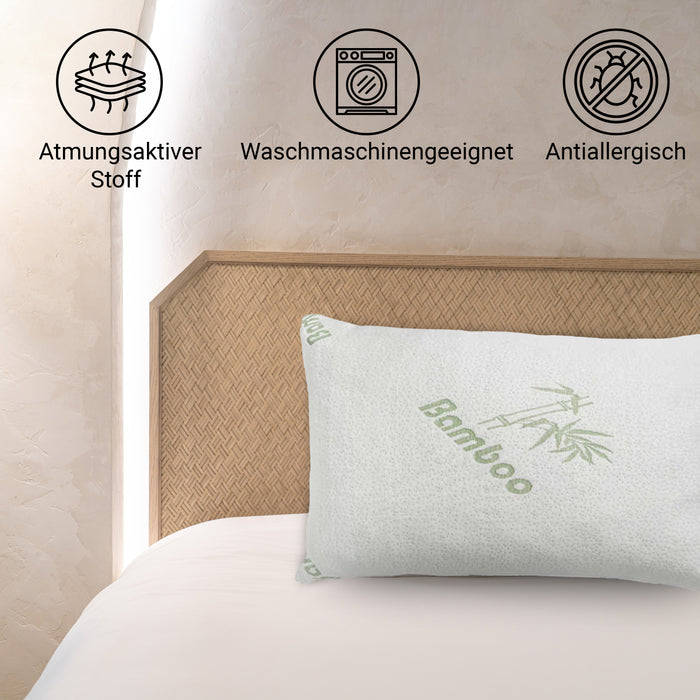 Bambus-Kopfkissen 40x80 cm – Atmungsaktiv & weich für erholsamen Schlaf - Mex Trade UG