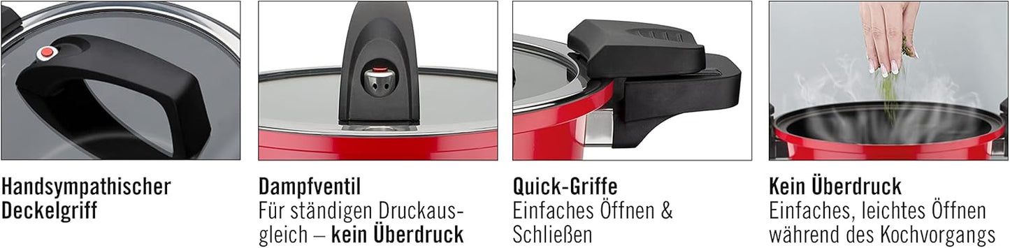 GSW Energiespartopf 4L Schwarz – Induktion & Schnellkochtopf